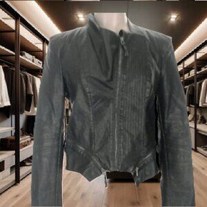 Ladies Peplum Green Faux Leather Moto Jacket by Blank NYC, Small, Awesome